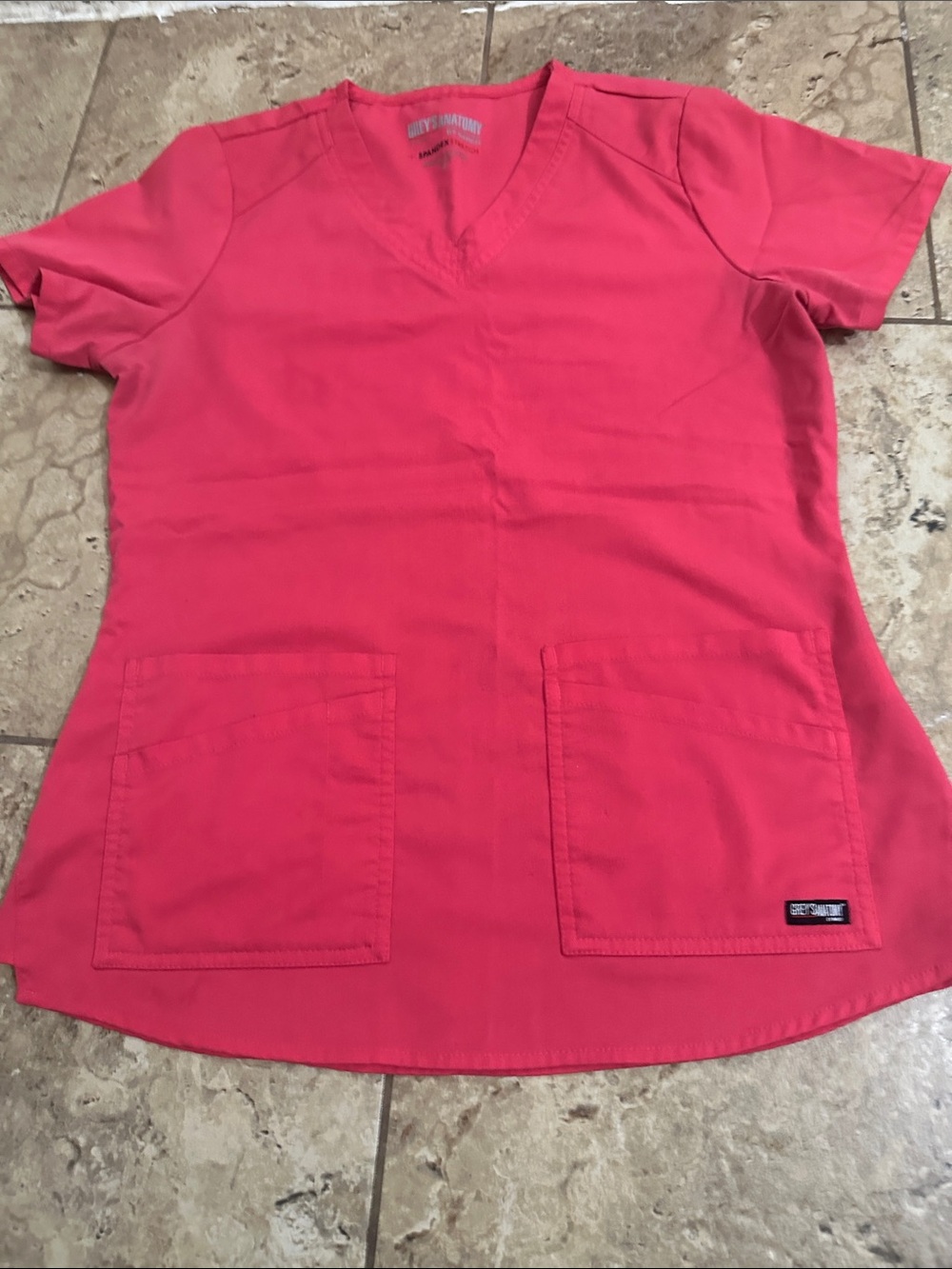 Grey's Anatomy Women's V‑Neck Scrub Top in Bright Coral